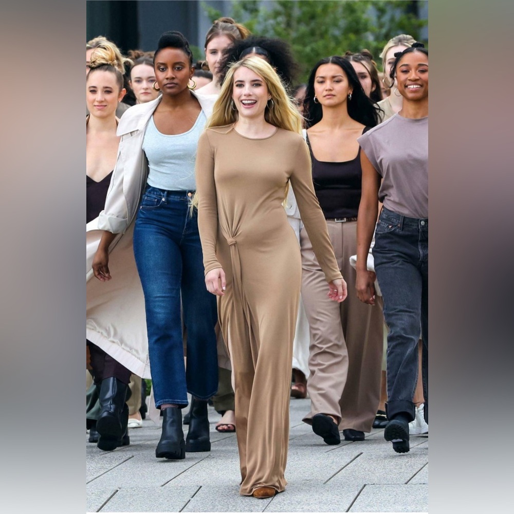 💯Authentic SAINT LAURENT Natural Beige Side Knot Gown, Seen on TV on EMMA ROBERT - Picture 6 of 17